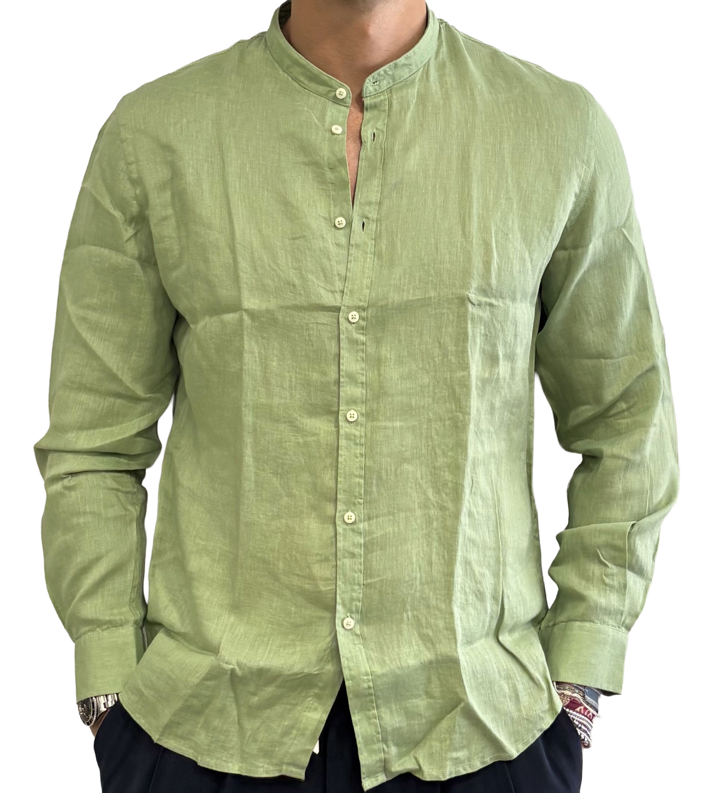 Camicia puo lino colletto coreano