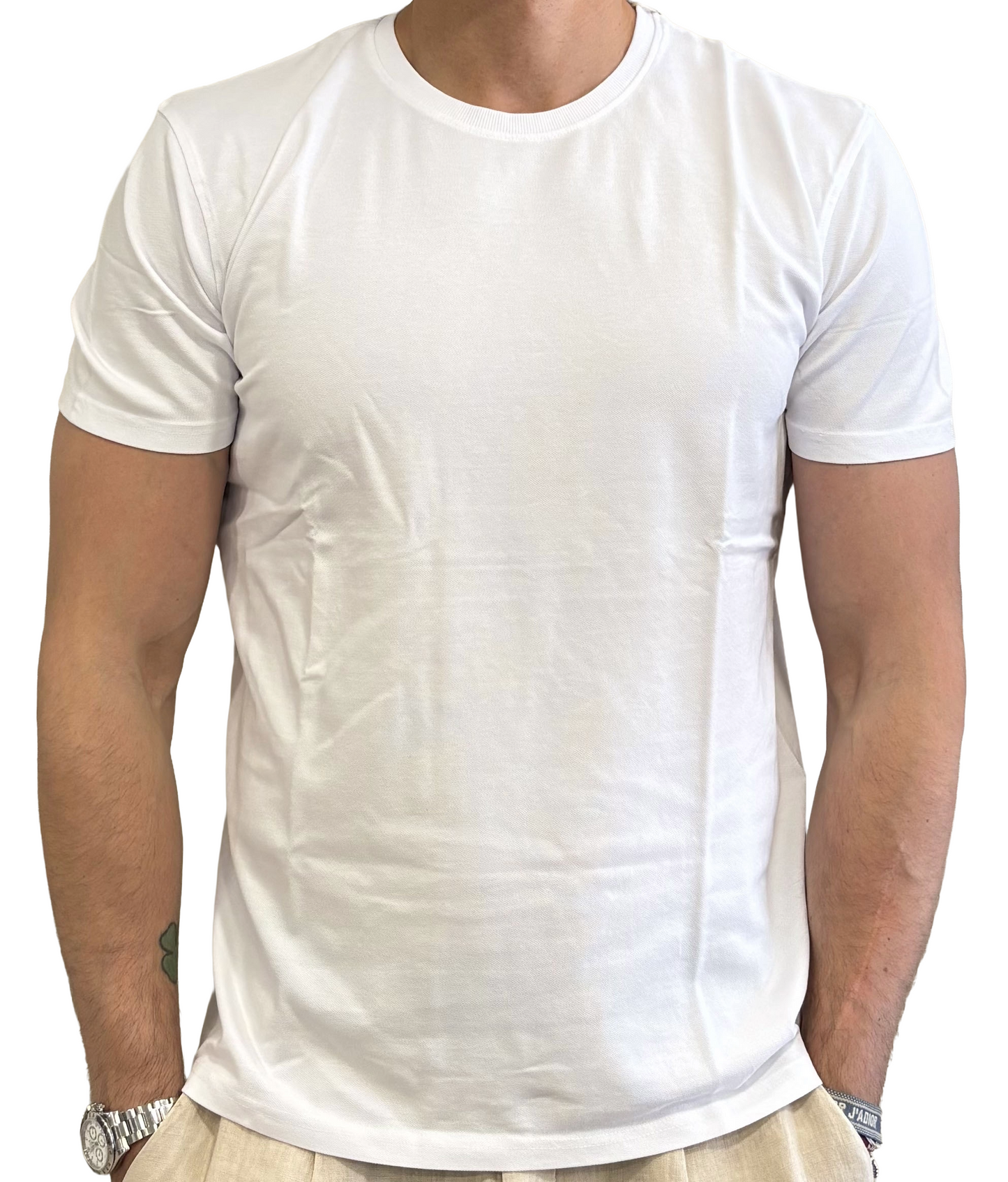 T-shirt puro cotone in piquet