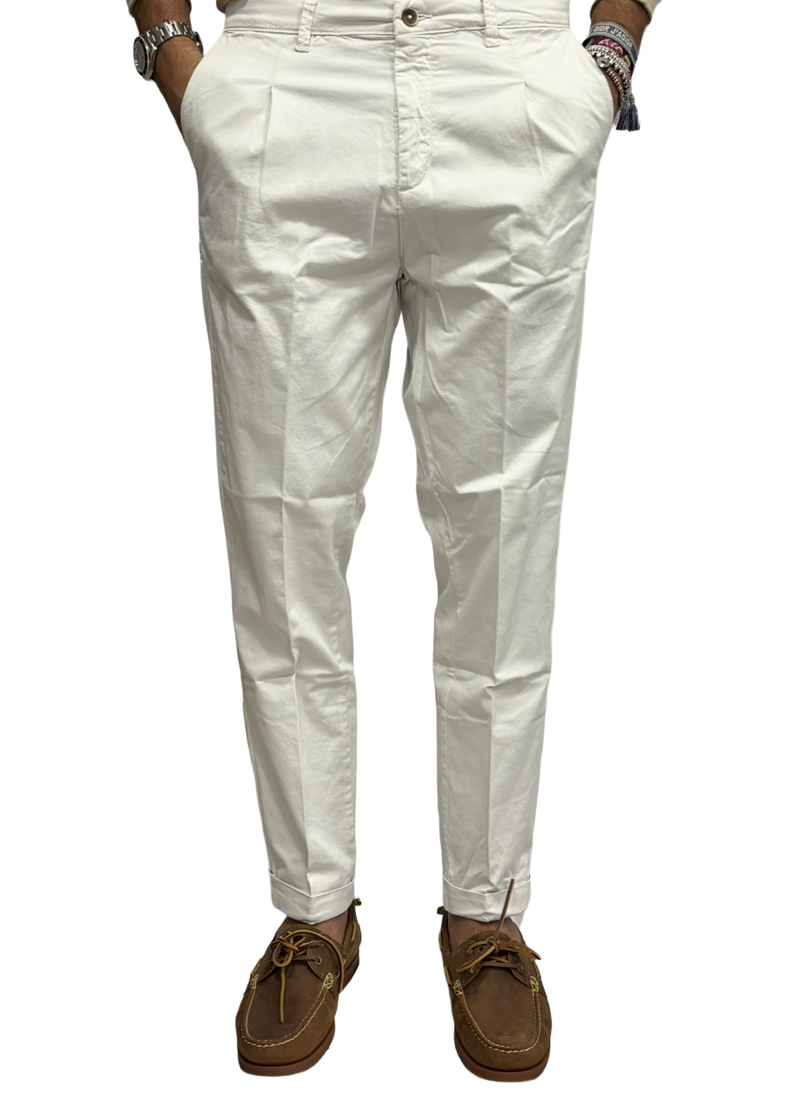Pantalone slim puro cotone