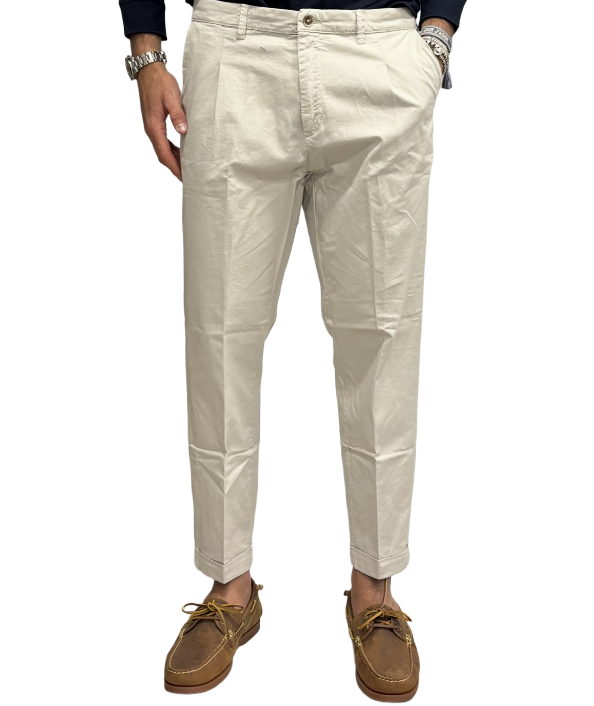 Pantalone slim puro cotone