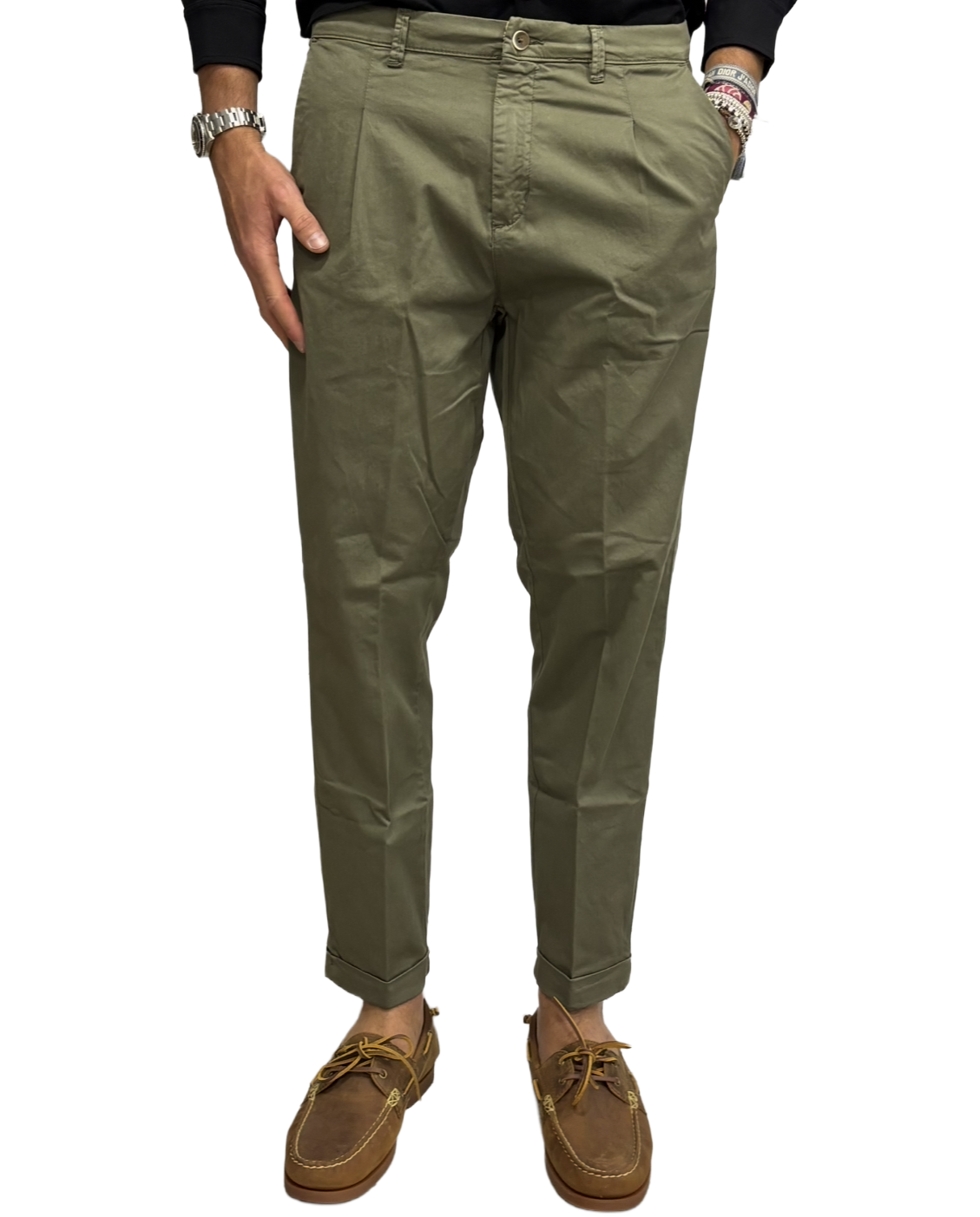 Pantalone slim puro cotone