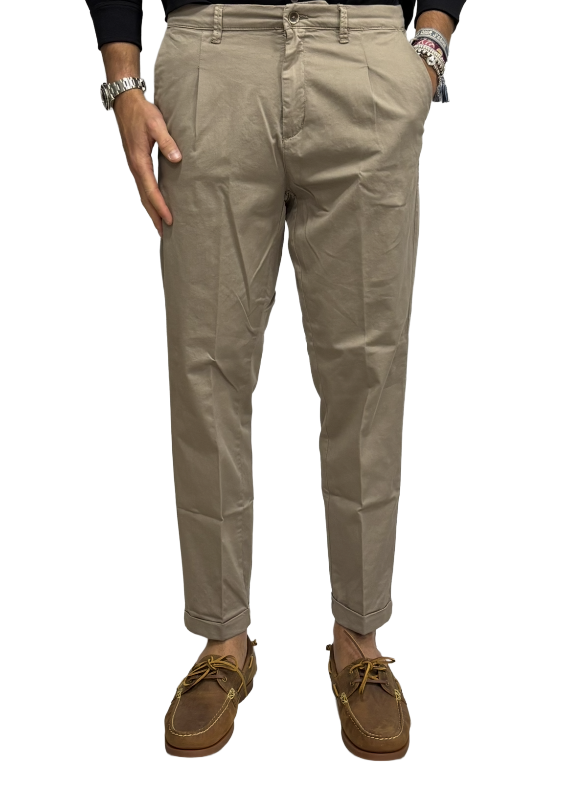 Pantalone slim puro cotone
