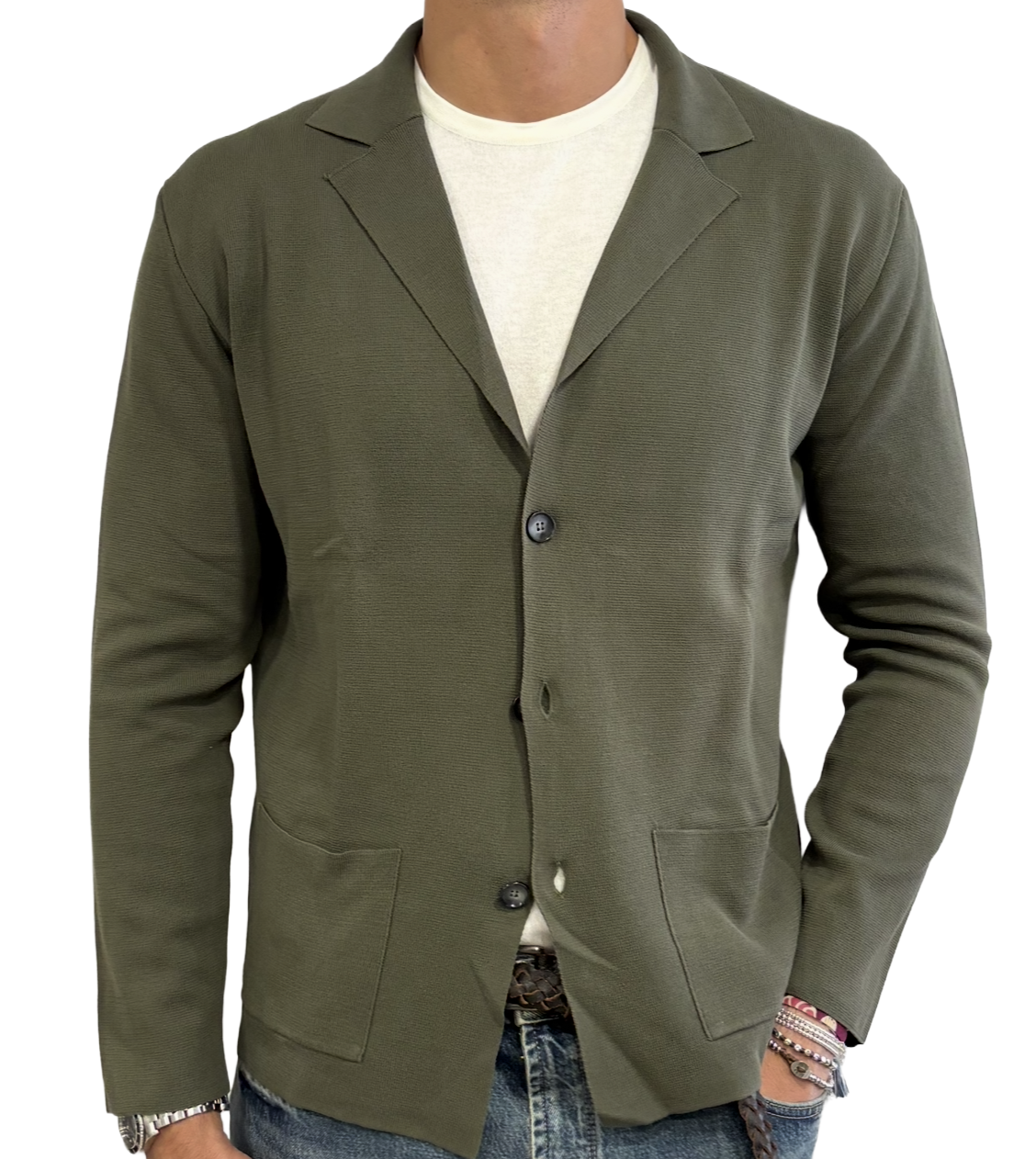 Giacca in maglia in crepe di cotone