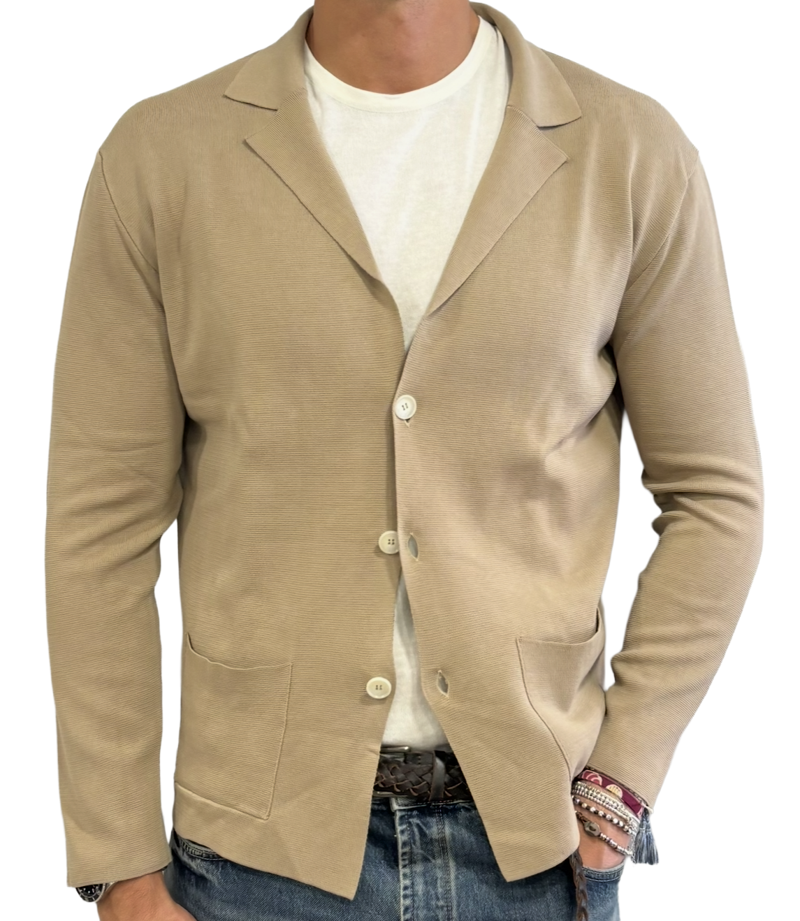 Giacca in maglia in crepe di cotone
