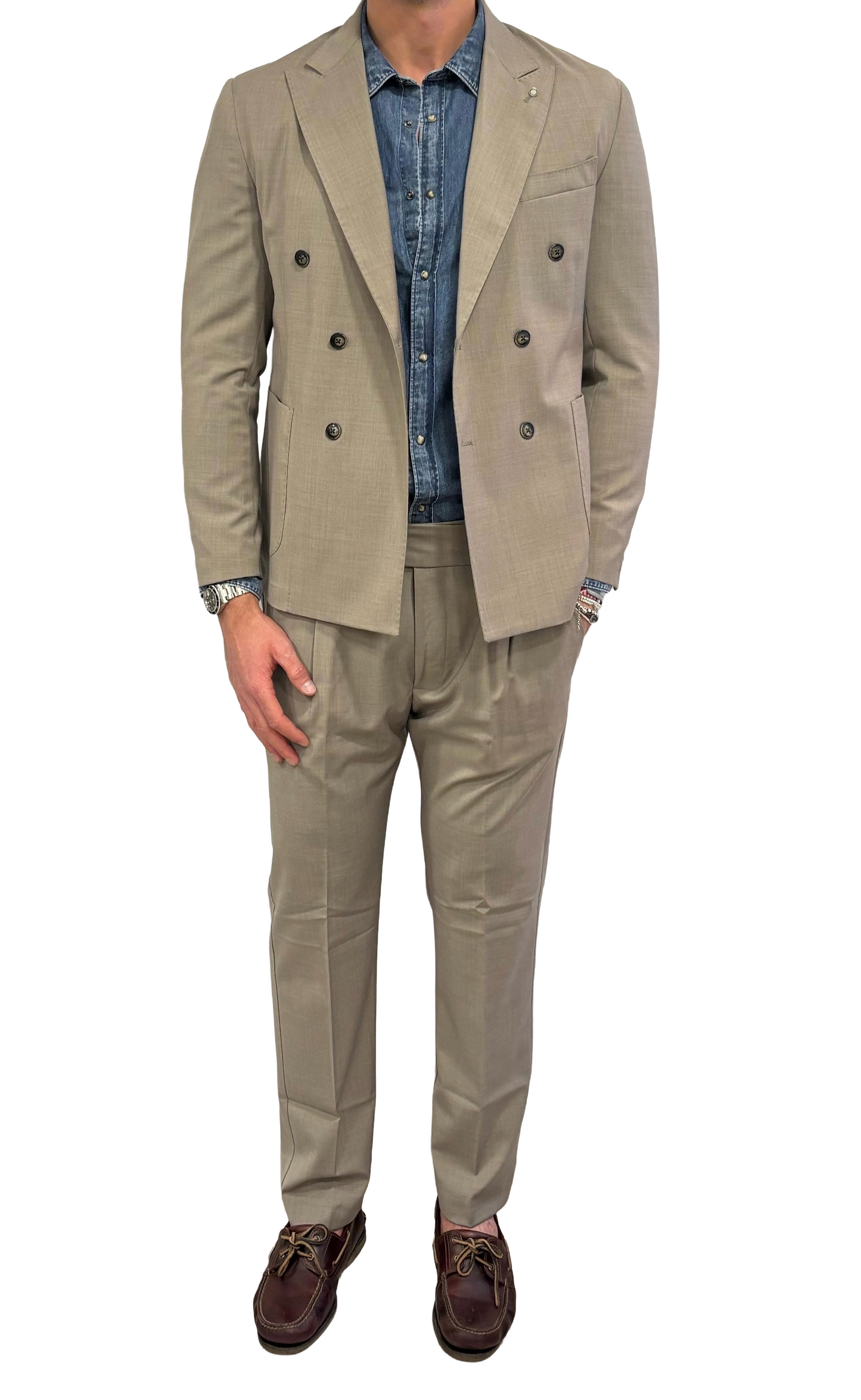 Abito doppio petto in fresco di lana Paul Miranda
