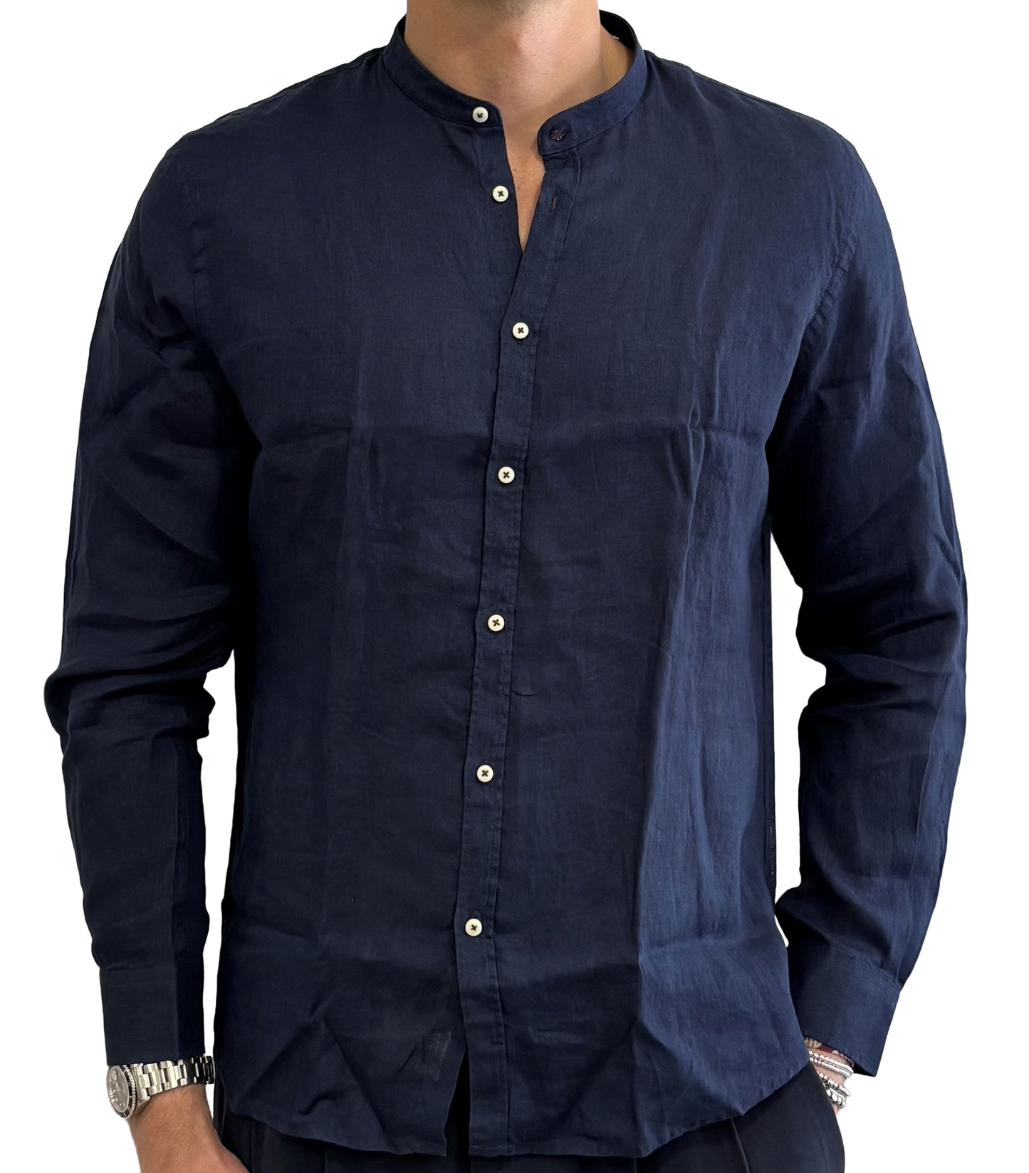 Camicia puo lino colletto coreano