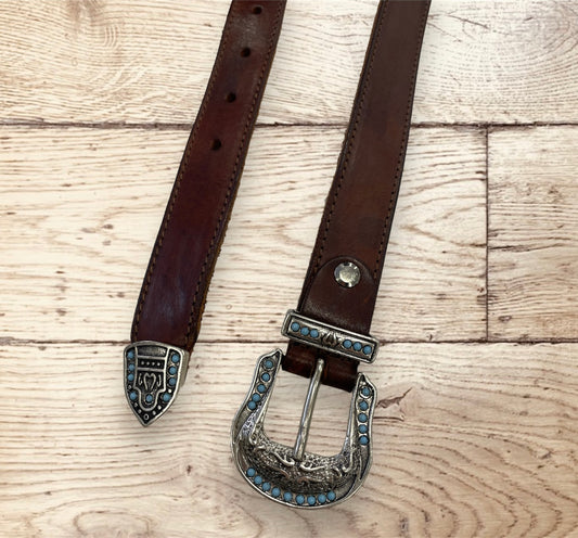 Cintura in pelle marrone