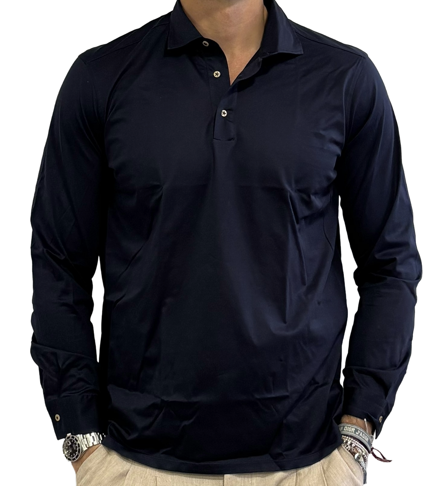 Polo camicia in crepe di cottone