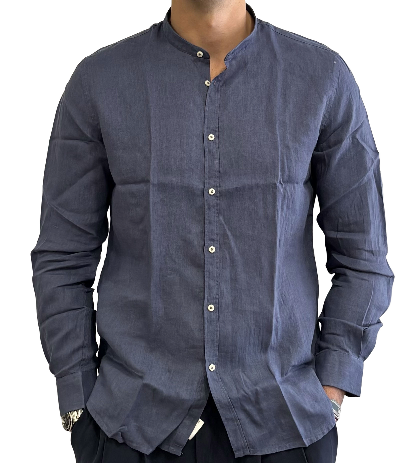 Camicia puo lino colletto coreano