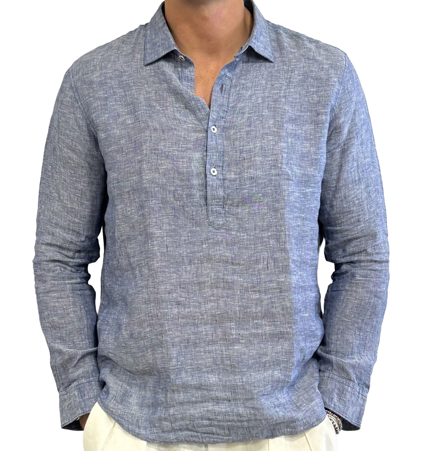 Polo camicia puro lino