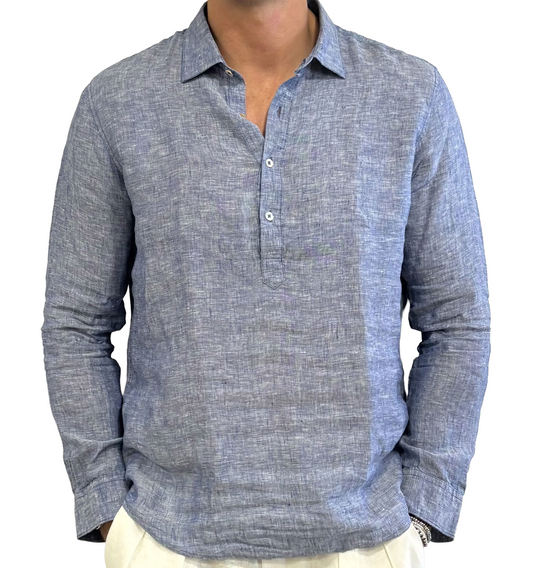 Polo camicia puro lino