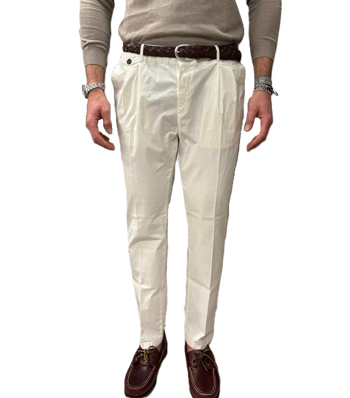 Pantalone doppia pence in cotone fourten