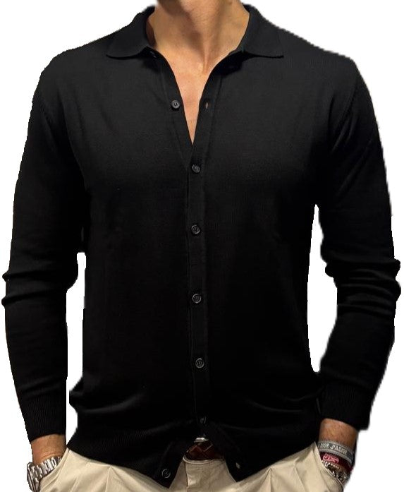 Polo camicia in maglia cotone e cashmere