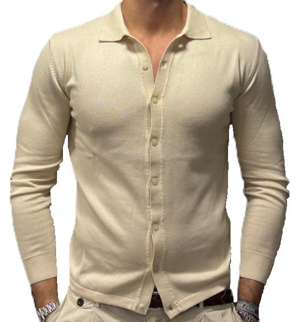 Polo camicia in maglia cotone e cashmere