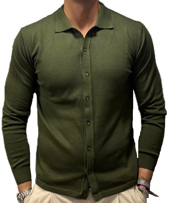 Polo camicia in maglia cotone e cashmere