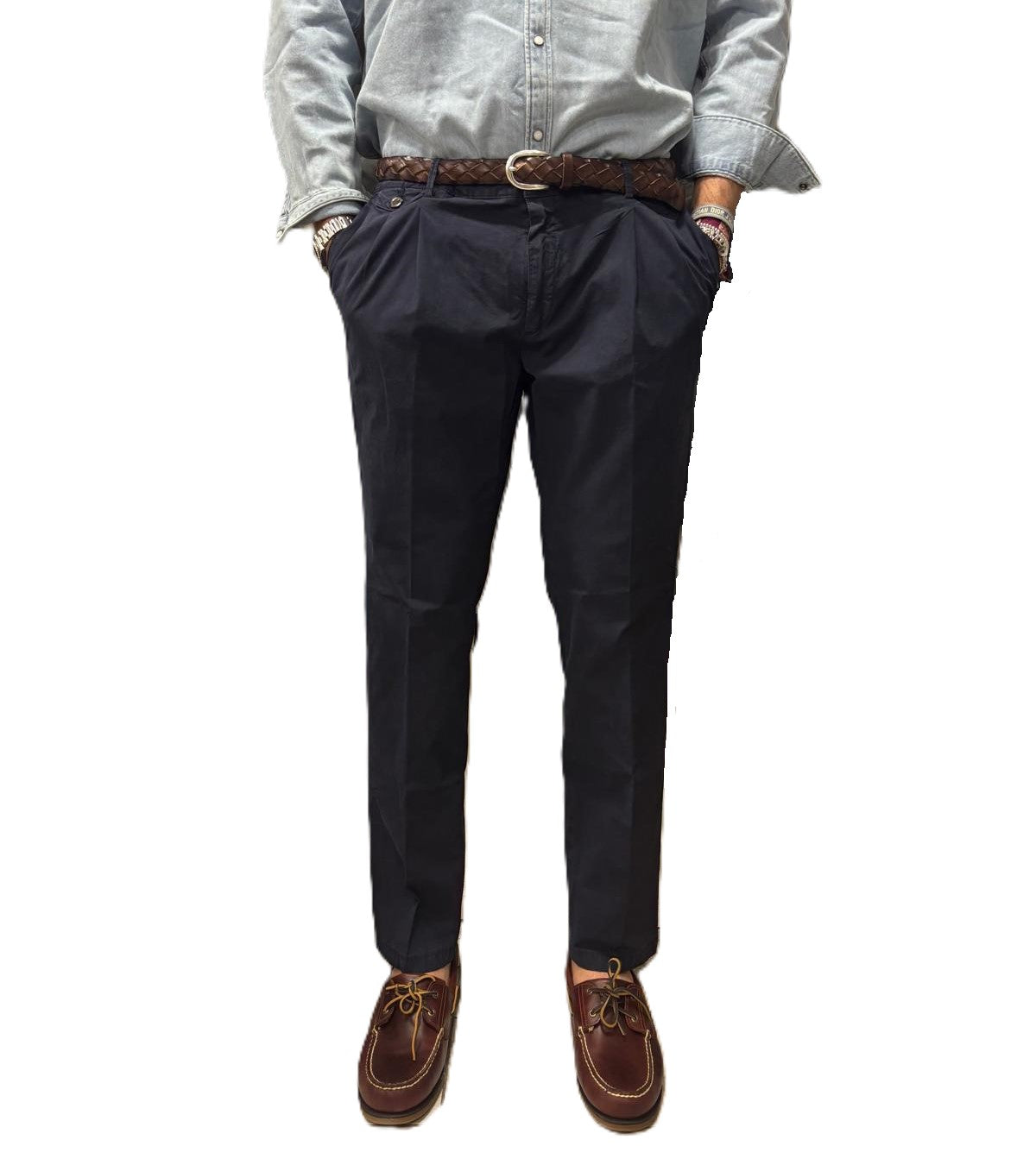 Pantalone doppia pence in cotone fourten