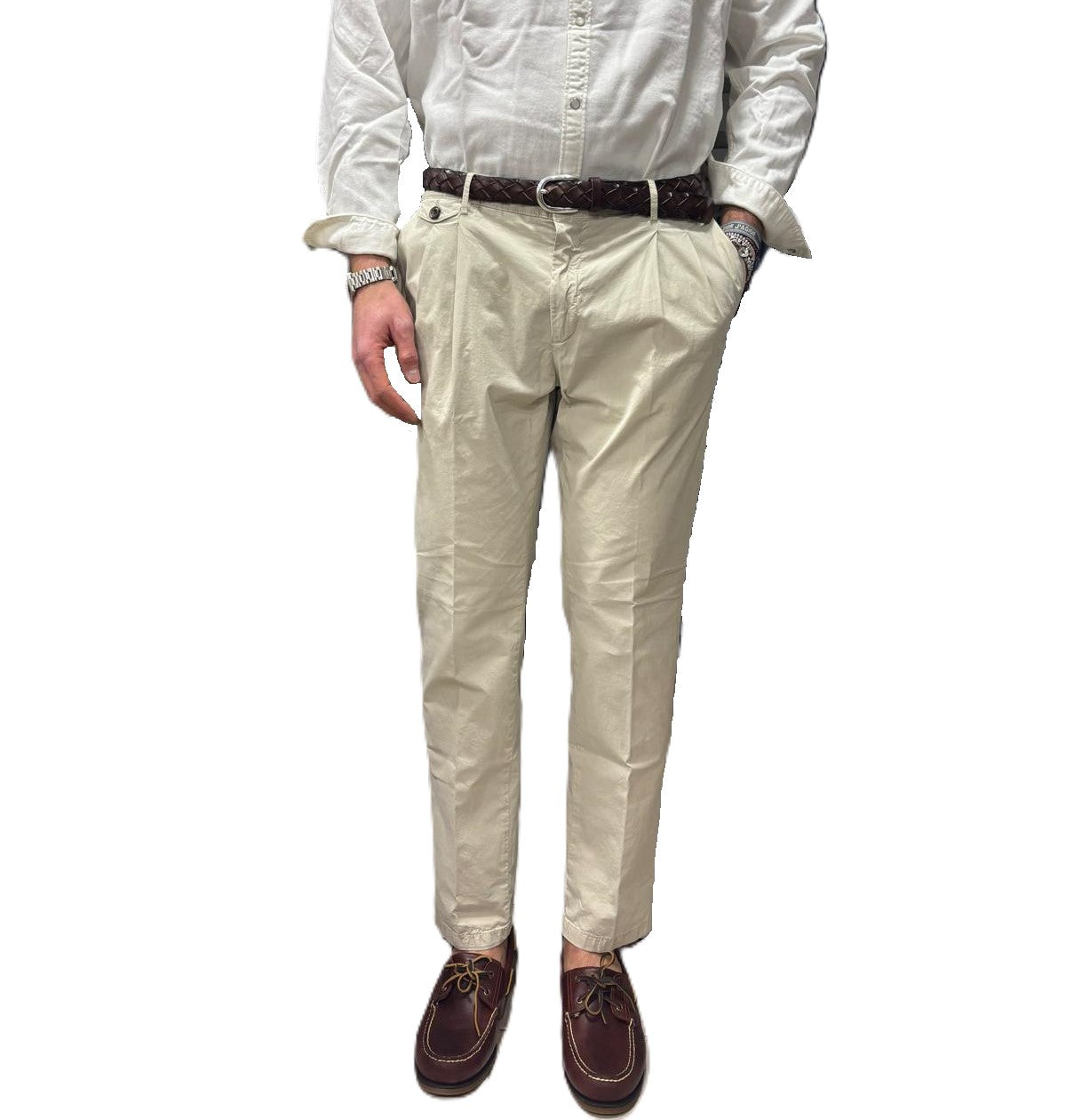 Pantalone doppia pence in cotone fourten